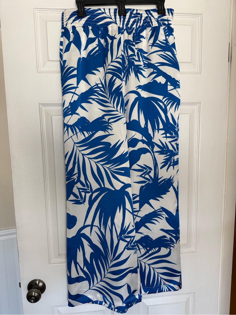 INC International Concepts Blue and White Wide Leg Tropical Pants